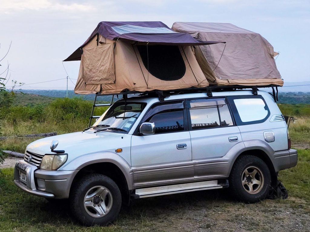 Toyota-Land-Cruiser-Prado-TX-TZ-with-2-Rooftop-Tents-for-Hire-in-Uganda